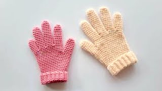 Easy and distinctive finger crochet gloves جوانتى كروشيه باصابع سهل و مميز