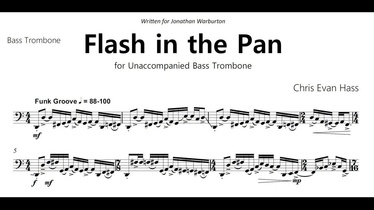 Flash in the Pan for Bass Trombone (Perusal Score) - Vicente Hernandez