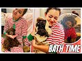 GIVING MY PUPPY A BATH FOR THE FIRST TIME 😍 | day 26