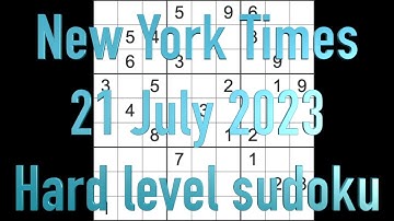 Sudoku solution – New York Times sudoku 21 July 2023 Hard level