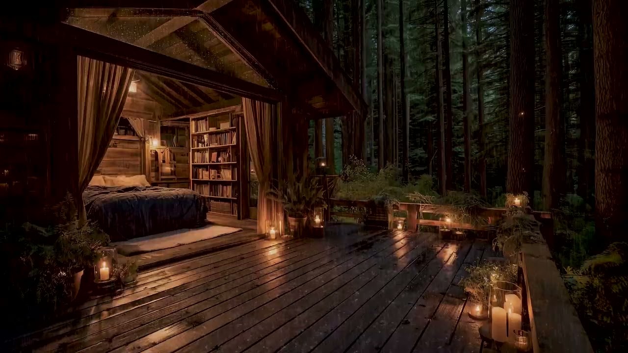 Relaxing Rain in a Cozy Forest Room 🌲| Sleep & Stress Relief Sounds