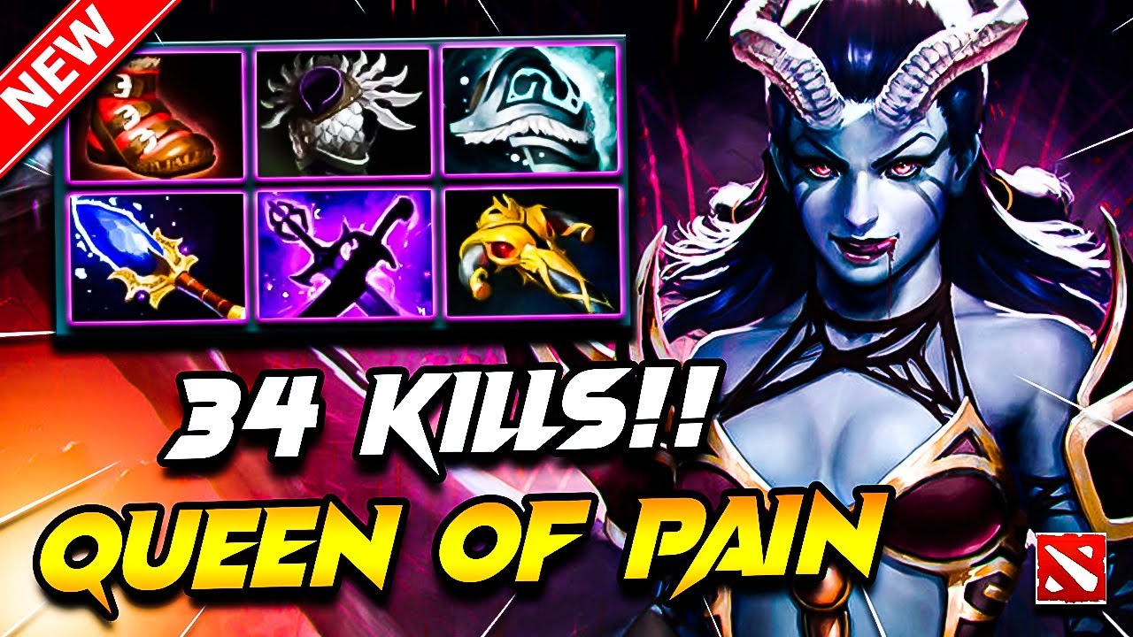 34 Kills!! QUEEN OF PAIN Dota 2 Gameplay | Queen of Pain DOTA 2 Carry Build Pro Gameplay 7.40