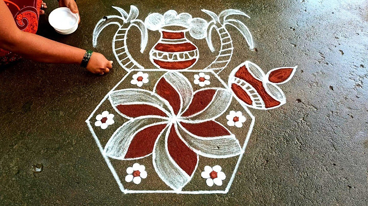 Pongal pot rangoli|sankranti chukala Muggulu|5*3 thai pongal |paanai kolam| bhogi Beautiful rangoli