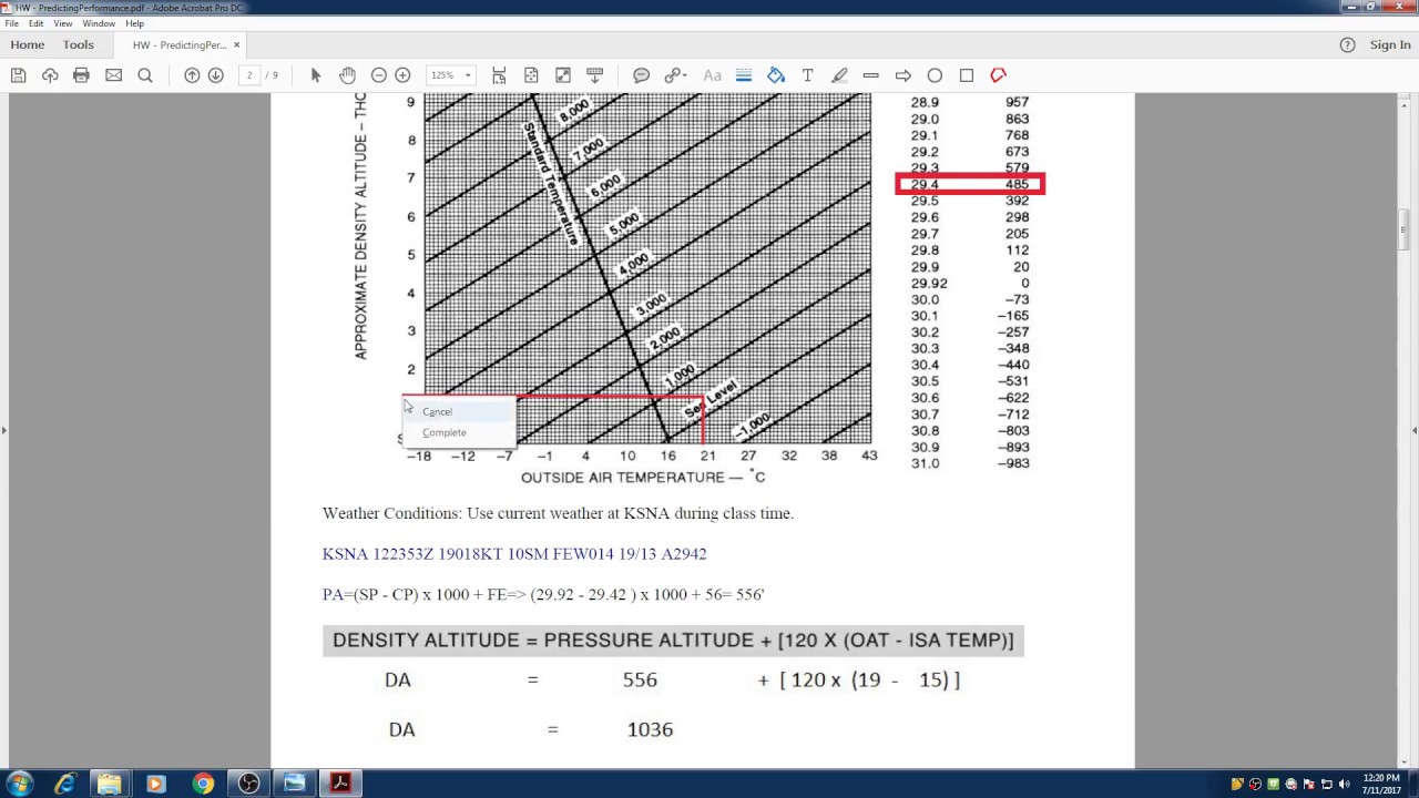 Density Altitude Chart Pdf