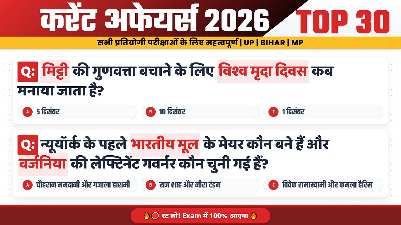 Current Affairs + GK/GS 2026: Paper में छपने वाले प्रश्न 🔥 | Live Mock Test for All Exams