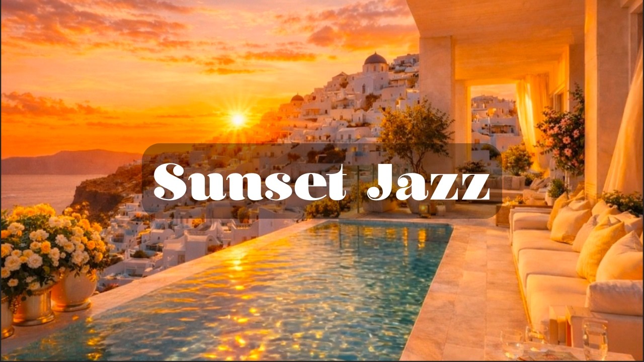 Santorini Sunset Bossa Nova ☀️ Relaxing Cafe Jazz with Ocean Views