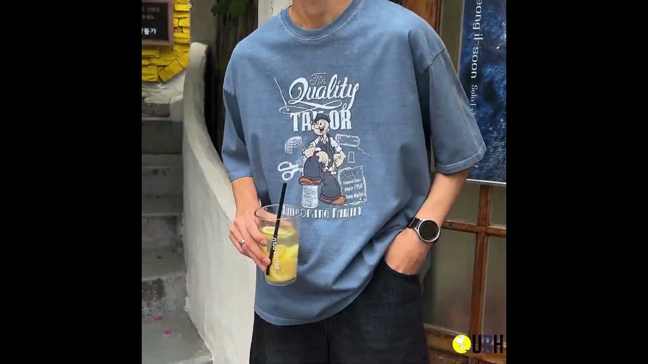 【100%保證韓國直送】Vintage Pigment Character Tailor復古洗水落肩寬鬆短袖Tee 👕 [3 color] RG165909
