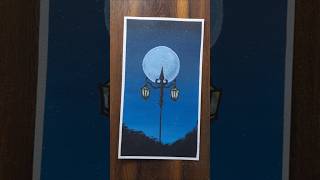 Street Lamp moonlight painting | #shorts #art #painting #scenery