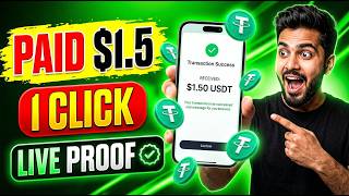 Paid $1.5 Today With 1 Click! 😱 New USDT Earning App | Live Payment Proof