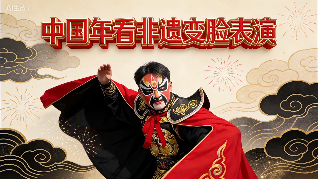 大年初去拜年中国川剧变脸大师现场演出把小朋友吓哭了