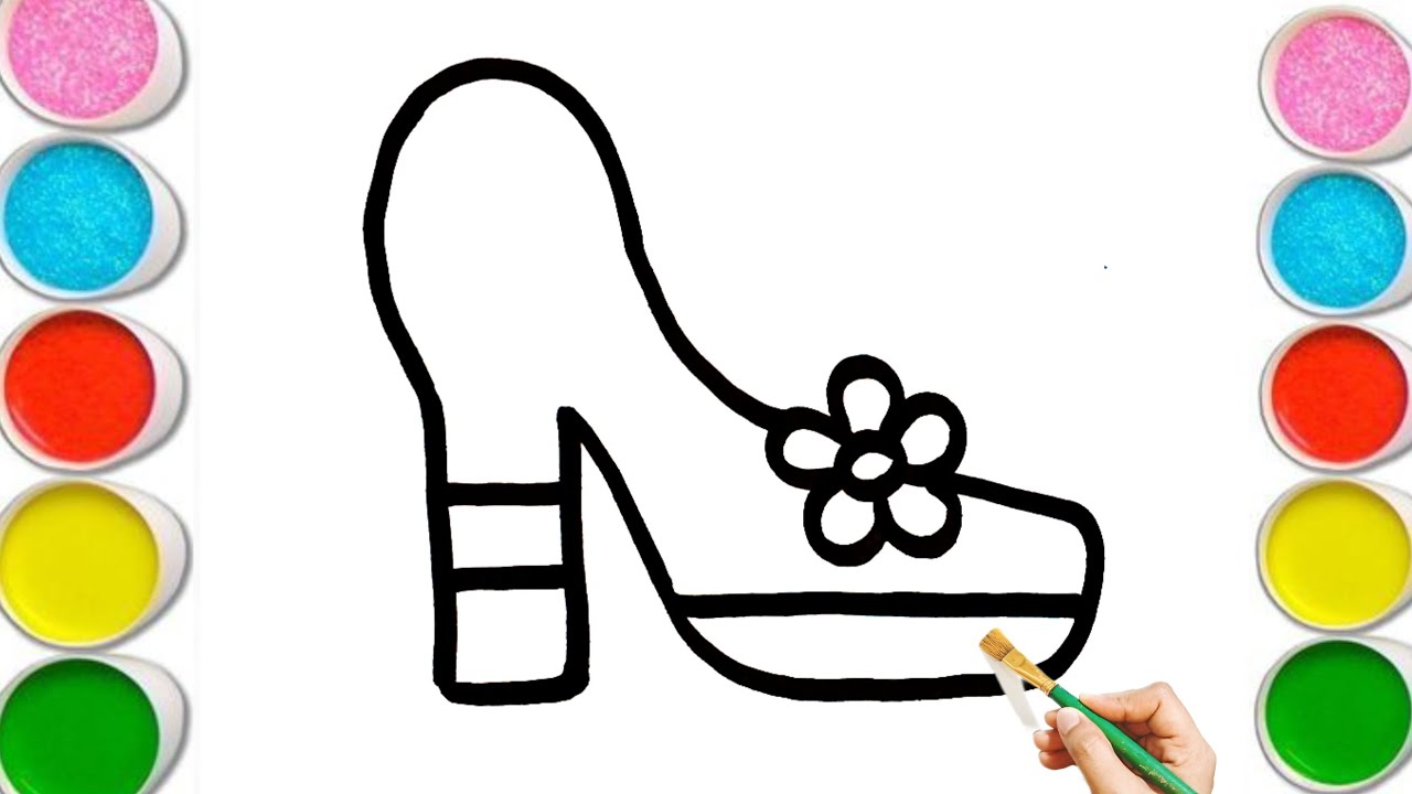 Princess Shoe Drawing, Painting, Coloring for Kids & Toddlers | Let's Draw, Paint Together