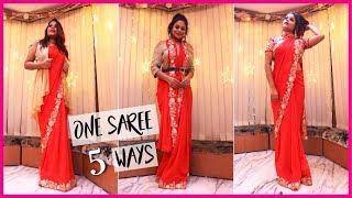 5 Ways Of Styling One Saree Saree Styling For Curvy Girls Diwaliweek Day 2 Miss Pink Shoes
