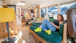 Newlywed's DIY Artistic, Sleek Mid Size Bus  Condo On Wheels