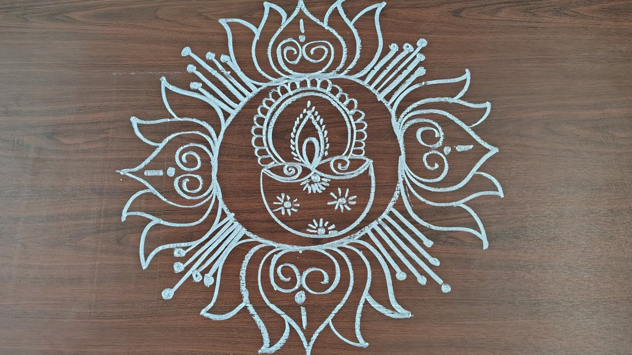 | దీపావళి స్పెషల్ దీపం ముగ్గులు🪔🌺|Diwali special diya rangoli 🪔||@ Maha's Mantra||