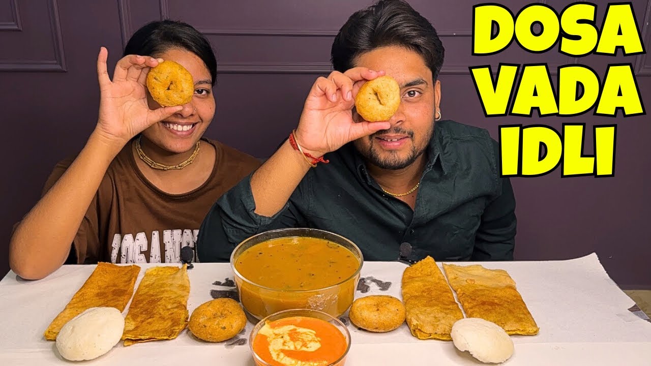ASMR Eating Dosa, Idli, Vada With Sambhar