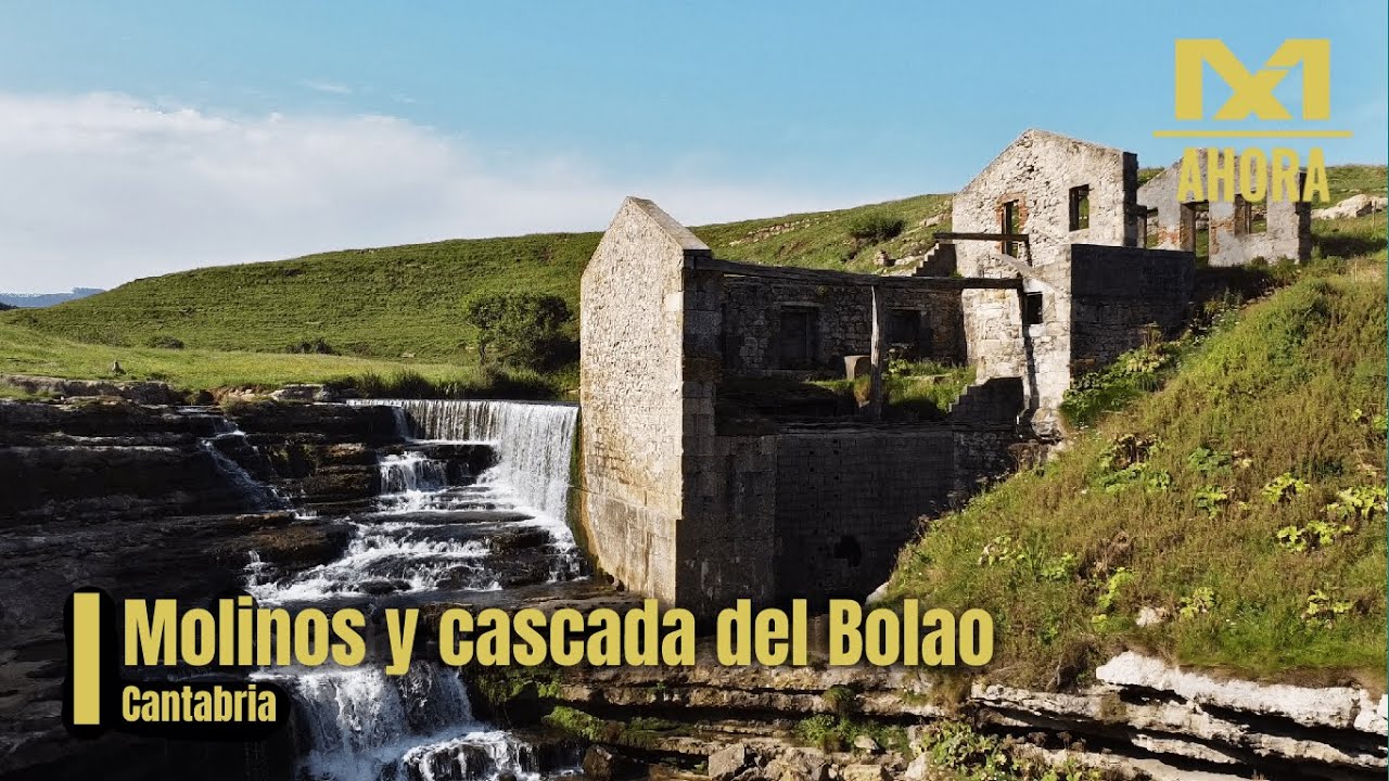 MOLINOS Y CASCADA DEL BOLAO (ALFOZ DE LLOREDO - CANTABRIA) A VISTA DE DRON