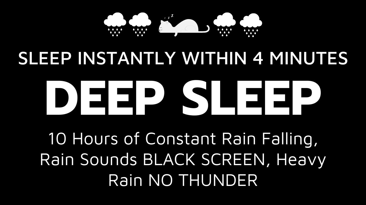 10 Hours of Constant Rain Falling, Rain Sounds BLACK SCREEN, Heavy Rain