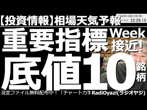 【相場天気予報(総合投資情報)】重要指標Weekが接近！底値10銘柄！　明日の日銀金融政策会合を皮切りに、FOMC、雇用統計、CPIと、重要な経済指標、経済イベントが目白押し。慎重な投資で乗り切ろう。