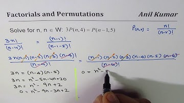 Solve 3P(n 4) = P(n 1 5) Factorial Permutation Equation