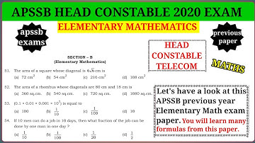 apssb head constable telecom 2020 exam elementary maths paper | previous year exam paper of apssb