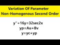 Variation of parameter non-homogeneous second order differential equation