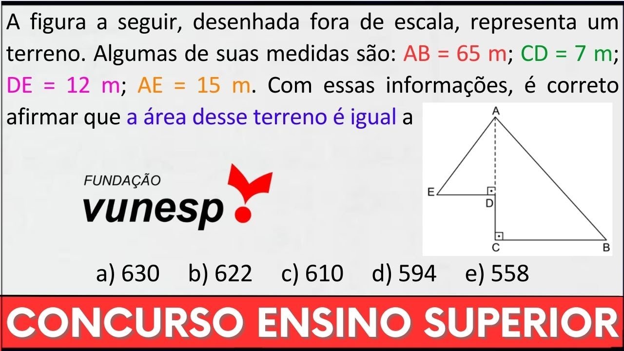 Como descobrir a ÁREA do terreno na Prova da Banca Vunesp - YouTube