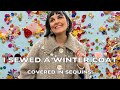 I Sewed a Winter Coat! Sewing Vlog Part 6: Silver Sequins & Construction