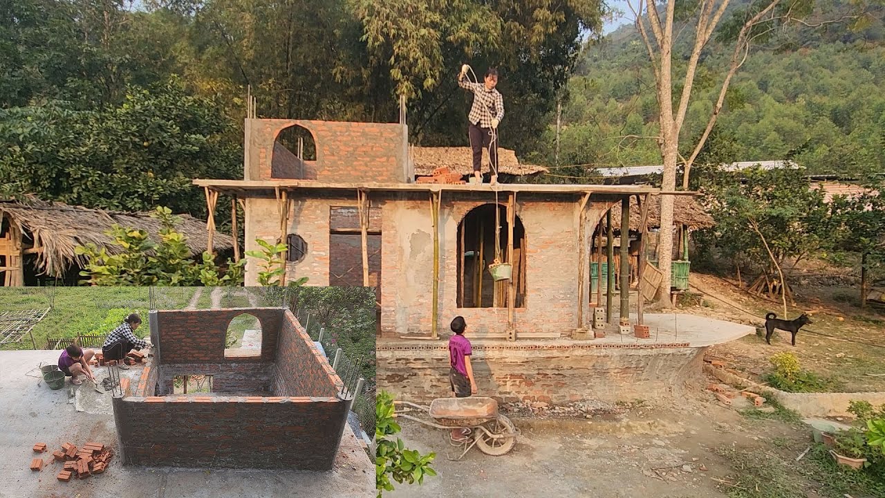 With her talent, the woman single-handedly built a modern house with perfectly arched windows.