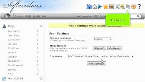 Changing email and other settings in Softaculous
