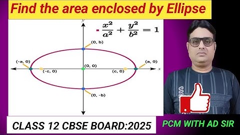 Find the area enclosed by the ellipse x^2/a^2 + y^2/b^2 = 1|Class 12 Maths:Application of Integrals