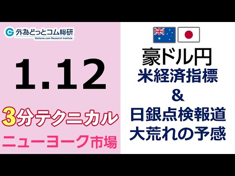 豪ドル/円見通し  「米経済指標 ＆日銀点検報道 、大荒れの予感」見通しズバリ！3分テクニカル分析 ニューヨーク市場の見通し　2023年1月12日