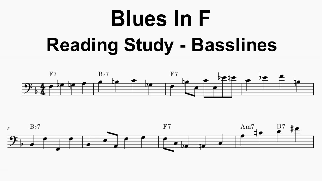 Sight Reading Practice - Blues in F - Basslines - YouTube