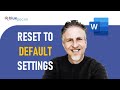 How to Reset Word to Default Settings | Reset All Styles inc Heading Styles | Reset Styles Gallery
