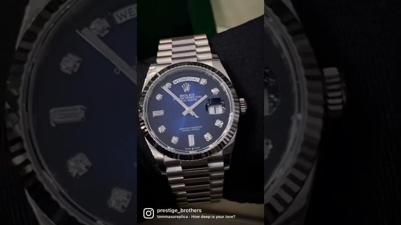 Rolex Day-Date 36mm White Gold Blue Diamond Dial ✨ New