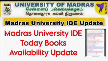 Madras University IDE Books Availability Latest Updates 👍