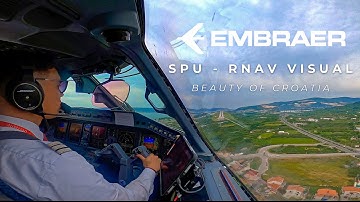 SPLIT | EMBRAER 195 LANDING COCKPIT VIEW - VISUAL APPROACH