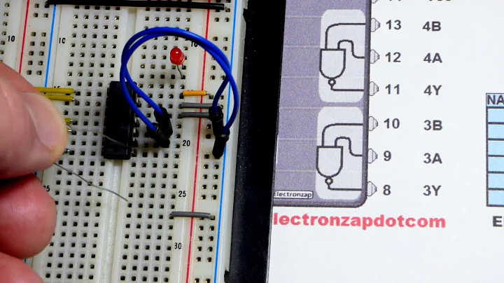 Quick 7400 74HC00 Quad 2 input NAND logic gate integrated circuit IC demonstration by electronzap