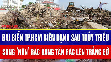 Hãi hùng cảnh bãi biển TP.HCM biến dạng sau thủy triều: Sóng ‘nôn’ rác hàng tấn rác lên trắng bờ