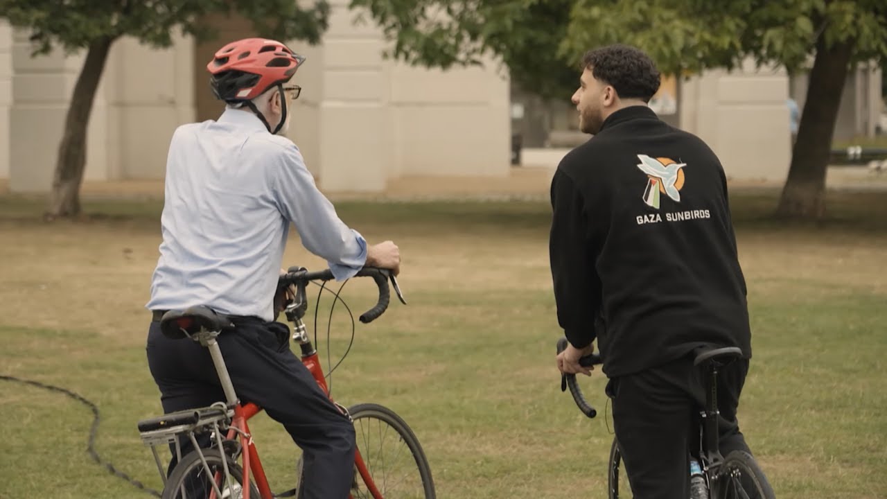 Jeremy Corbyn Riding Bikes with the Gaza Sunbirds