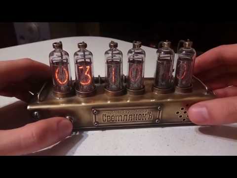 Steampunk ламповые часы на ИН-14