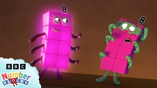 villains and super heroes learn to count cartoon maths for kids numberblocks