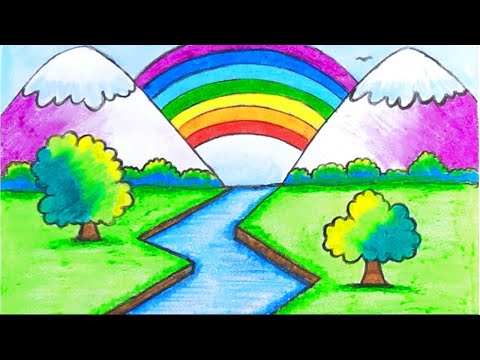 Hand drawing rainbow heart with color pencils Vector Image