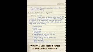 Primary and Secondary Sources in educational research. B.Ed Notes #researchmethodsineducation