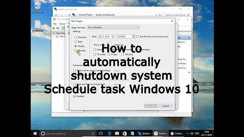 How to automatically shutdown system Schedule task Windows 10