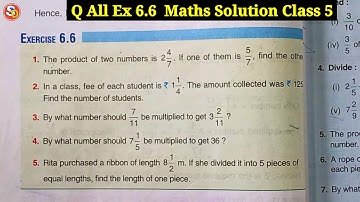 Q All Ex 6.6 Maths Class 5 multiplication and Division of fractional numbers Saraswati Shishu Mandir