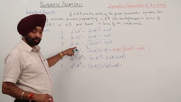 ICSE CLASS 11 MATH - QUADRATIC EQUATIONS - 16 Important results of Symmetric Expressions