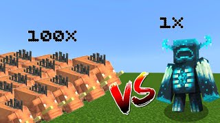 100 HOGLIN vs 1 WARDEN MOBS battle / Minecraft mobs battle