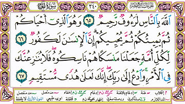 القرآن الكريم مقسم صفحات | الشيخ حاتم فريد | سورة الحج | صفحة 340 مكتوبة | مصحف التجويد الملون