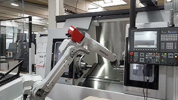 VID-16 CNC Automation | Okuma LB3000EXII | Turn-Assist Essential Machine-tending robot | RoboJob-USA