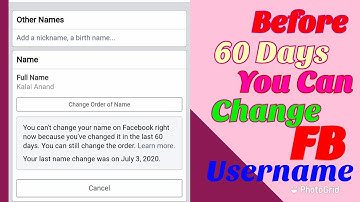 How to change facebook user name before 60days in Tamil
